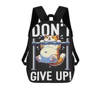 sinyumoney Dont Give Up - Cute Gym Workout Cat Backpack School Bag Large Lightweight Casual Backpack for Campus Outdoor Travel Sports 17inch