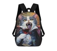 sinyumoney Dracula Cat with Wine Glass Backpack School Bag Computer Rucksack for School/Work/Travel for Camping Outdoor Adventures And Daily Travel 17inch