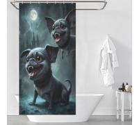 sinyumoney Dracula Pug Daily Household Stylish Washable Bathroom Decor Curtains for Stalls Bathtubs 35.43x70.87Inch（90x180cm）