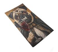 sinyumoney Dracula Pug with Wine Glass GSM Washable Towels Oversized Highly Absorbent Quick Dry Towel Perfect The Home 35x73cm