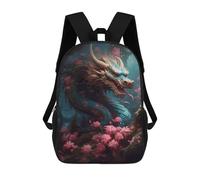 sinyumoney Dragon Amidst Blossoms -1 3D Printed Children's School Backpack for Kids High Capacity Travel Rucksacks Book Bags Kids School Bag Back Pack 17inch