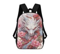 sinyumoney Dragon Amidst Blossoms -3 Backpacks Kids School Backpack School Bag 3D Printed School Bag for Boys Elementary And Middle School Students 17inch