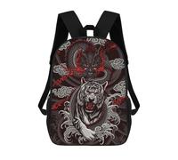 sinyumoney Dragon And Tiger Tattoo Design Backpack 3D Print Kids Bag Elementary Students Daypack Lightweight School Bag for Children Girls Boys Nursery Lunch Pack 17inch