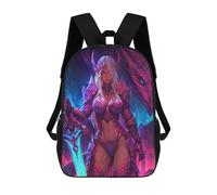 sinyumoney Dragon Armor Fantasy Woman-2 Kids Backpack,School Backpack Kids School Bag 3D Printed Cartoon Large Capacity Backpack for Kids Boys And Girls 17inch