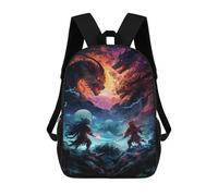 sinyumoney Dragon Battle Fantasy Artwork Backpack School Water Resistant Travel Backpack Computer Bag - Perfect for Travel, Work And Daily Use 17inch
