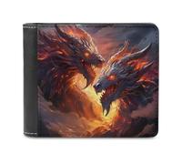 sinyumoney Dragon Battle in Flames 3D Print Men's Wallet Multiple Slots Banknote Compartments Soft Convenient Purse Youth Guys 11.7cm*9.5cm