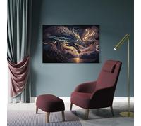 sinyumoney Dragon Breath Lightning Storm -2 Art Work for Home Walls for Rustic Bath Decor Canvas Art 20x30inch(50x75cm)
