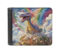 sinyumoney Dragon Breathing Rainbows Over A Town 3D Print Men's Wallet Card Slots Coin Leather RFID Banknote Compartments Wallets Youth Guys 11.7cm*9.5cm
