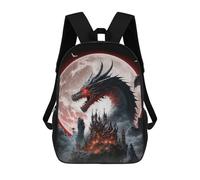 sinyumoney Dragon Castle Under The Full Moon 3D Printed Children's School Backpack for Kids High Capacity Travel Rucksacks Book Bags Kids School Bag Back Pack 17inch