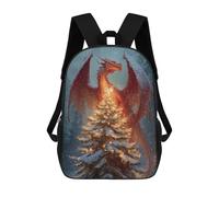 sinyumoney Dragon Christmas Tree Fantasy Artwork Backpack 3D Printed Children's School Backpack for Kids High Capacity Travel Rucksacks Book Bags Kids School Bag Back Pack 17inch