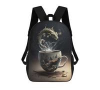 sinyumoney Dragon Coffee Mug Fantasy 3D Printed Children's School Backpack for Kids High Capacity Travel Rucksacks Book Bags Kids School Bag Back Pack 17inch
