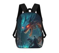 sinyumoney Dragon Confrontation in Cityscape Kids School Backpack 3D Printed Fashion School Bag Casual School Bag for Boys Elementary And Middle School Students 17inch