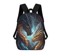 sinyumoney Dragon Duo Stained Glass Children's Backpacks 17inch School Backpack 3D Printed Bag Bookbag for Kids Travel Rucksacks Boy Girl Book Bags Kids School Bag