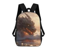 sinyumoney Dragon Emerging from The Sea Children's Backpack, 3D Printed School Backpack, Backpack for Boys Girls, Adjustable School Bag for Primary School 17inch