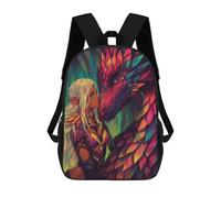sinyumoney Dragon Fantasy Artwork -4 3D Printed 17inch Kids School Bag Rucksacks Children's School Fashion Casual Back Pack High Capacity Travel Book Bags