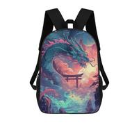 sinyumoney Dragon Fantasy Landscape School Bag 3D Printed Children's School Backpack Casual Fashion Travel Backpacks for Kids School Students 17inch