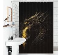 sinyumoney Dragon Fire Gold Black Shower Curtains Mould Proof Thicken Durable Polyester Bathroom Curtains Modern Art for Toile Bathroom Dorm 46.85x70.87Inch（119x180cm）