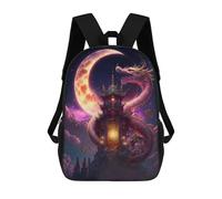 sinyumoney Dragon Gate Moonlit Sky Children's School Backpack 3D Printed for Kids Travel Rucksacks Book Bags Kids School Bag 17inch