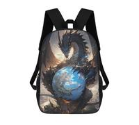 sinyumoney Dragon Holding Earth Backpack Schoolbags for Boys Girls Casual Sport Daypack Elementary Primary Large Capacity Bookbags 17inch