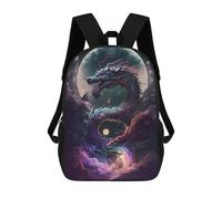 sinyumoney Dragon in Clouds with Moon Backpacks 3D Printed Kids School Backpack School Bag Fashion Rucksacks for Boys Elementary And Middle School Students 17inch