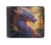 sinyumoney Dragon in The Forest 3D Print PU Leather Men's Wallet Card Slots Coin Soft Convenient Purse Craftsmanship Gifts 11.7cm*9.5cm
