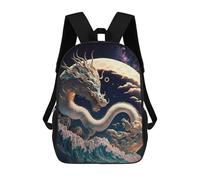 sinyumoney Dragon in The Moonlight 3D Printed School Bag Children's School Backpack Schoolbags Travel Backpacks Casual Fashion Bag for Kids School Students 17inch