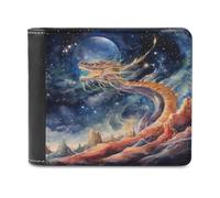 sinyumoney Dragon in The Night Sky 3D Print Clutch Purse ID Window Coin Slots Note Section Soft Convenient Purse Youth Guys 11.7cm*9.5cm