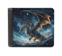 sinyumoney Dragon in The Sky 3D Print PU Leather Men's Wallet Credit Cards Coins RFID Blocking Stylish Banknote Compartments Purse Youth Guys 11.7cm*9.5cm