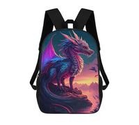 sinyumoney Dragon Majesty at Sunset Children's Backpack, 3D Printed School Backpack, Backpack for Boys Girls, Adjustable School Bag for Primary School 17inch