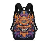 sinyumoney Dragon Mask Art Print 17inch School Bag 3D Printed Children's School Backpack Casual Fashion Travel Backpacks for Kids School Students