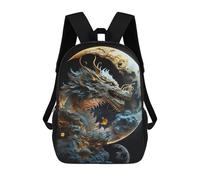 sinyumoney Dragon Moon Fantasy Art -4 Backpack for School 3D Printed Boys Girls School BagChildren Bookbag Travel Rucksack 17inch