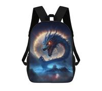 sinyumoney Dragon Moon Fantasy Art Print School Backpack 3D Printed Children's 17inch Backpacks Bag Bookbag for Kids Boy Girl Book Bags Kids School Bag Travel Rucksacks