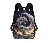 sinyumoney Dragon Moon Fantasy Art School Backpack Daypacks Business Backpack Water Resistant Bookbag for School/Work/Travel 17inch