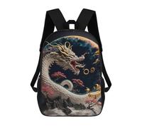 sinyumoney Dragon Moon Fantasy Kids Backpacks Children Bag,Anime Bag,Large Capacity Kids Backpack, 3D Printed Children's,Student Schoolbag,Kids Boys Girls School Bag 17inch