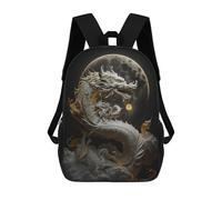 sinyumoney Dragon Moon Myth Kids Backpack,School Backpack Kids School Bag 3D Printed Cartoon Large Capacity Backpack for Kids Boys And Girls 17inch