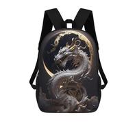 sinyumoney Dragon Moon Mythology Artwork Kids School Backpack 3D Printed Fashion School Bag Casual School Bag for Boys Elementary And Middle School Students 17inch