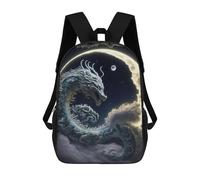 sinyumoney Dragon Moon Night Sky Backpack Kids School Bag Boys Cartoon 3D Print Students Schoolbag Laptop Daypack for Boys Girls 17inch