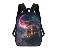 sinyumoney Dragon Moon Palace Backpack Kids School Bag Boys Cartoon 3D Print Students Schoolbag Laptop Daypack for Boys Girls 17inch