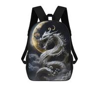 sinyumoney Dragon Moon Sky Art -3 Kids School Backpack 3D Printed Fashion School Bag Casual School Bag for Boys Elementary And Middle School Students 17inch