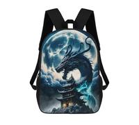 sinyumoney Dragon Moon Tower School Bags Large Lightweight Casual Backpack for Camping Outdoor Adventures And Daily Travel 17inch