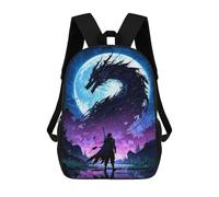 sinyumoney Dragon Moon Warrior School Backpack Secondary Causal Travel High School Bags for Teenage Girls Boys Women Men 17inch