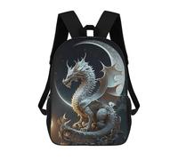 sinyumoney Dragon Moonlit Majesty -3 School Bags Large Lightweight Casual Backpack for Camping Outdoor Adventures And Daily Travel 17inch