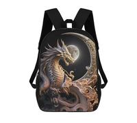 sinyumoney Dragon Moonlit Majesty -4 Backpack Kids School Bag Boys Cartoon 3D Print Students Schoolbag Laptop Daypack for Boys Girls 17inch