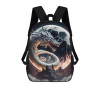 sinyumoney Dragon Moonlit Majesty -6 3D Printed Children's School Backpack for Kids High Capacity Travel Rucksacks Book Bags Kids School Bag Back Pack 17inch