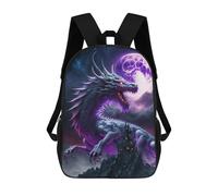 sinyumoney Dragon Moonlit Majesty Backpack 3D Print Kids Bag Elementary Students Daypack Lightweight School Bag for Children Girls Boys Nursery Lunch Pack 17inch