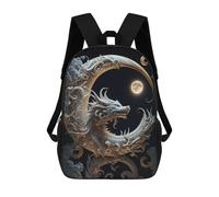 sinyumoney Dragon Moonlit Sky -16 Kids Backpack,School Backpack Kids School Bag 3D Printed Cartoon Large Capacity Backpack for Kids Boys And Girls 17inch