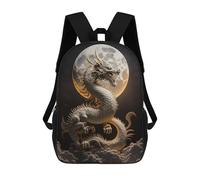 sinyumoney Dragon Moonlit Sky -25 Backpacks, Kids Backpack Student School Bag 3D Printed Travel Backpacks Fashion Accessory Backpack Children Waterproof School Bags 17inch
