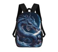 sinyumoney Dragon Moonlit Sky -30 3D Printed Children's School Backpack for Kids Travel Rucksacks Book Bags Kids School Bag 17inch