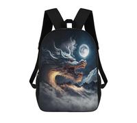 sinyumoney Dragon Moonlit Sky Children's Backpacks School Backpack 3D Printed for Kids Travel Rucksacks Book Bags Kids 17inch School Bag