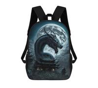 sinyumoney Dragon Moonlit Temple 3D Printed School Bag Children's School Backpack Schoolbags Travel Backpacks Casual Fashion Bag for Kids School Students 17inch